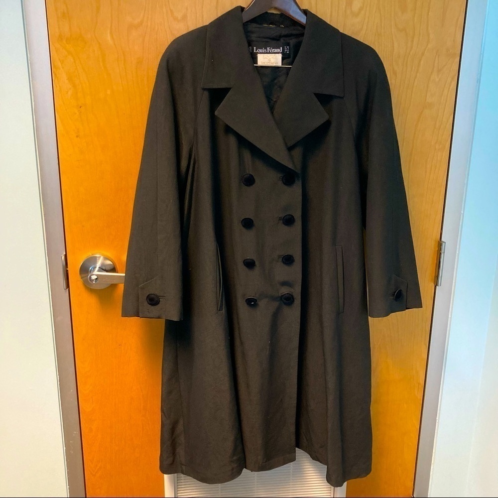 LOUIS FERAUD Sz 8 Vintage Coat Double Breasted Velvet Button Made in Germany